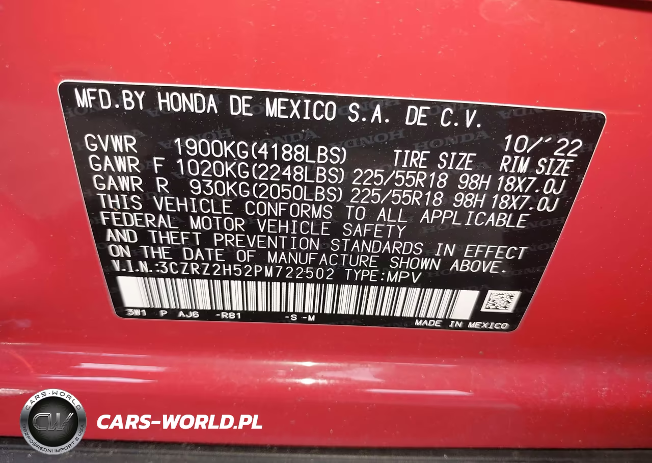 2023 Honda Hr-V Awd Sport VIN:3CZRZ2H52PM722502 - 9