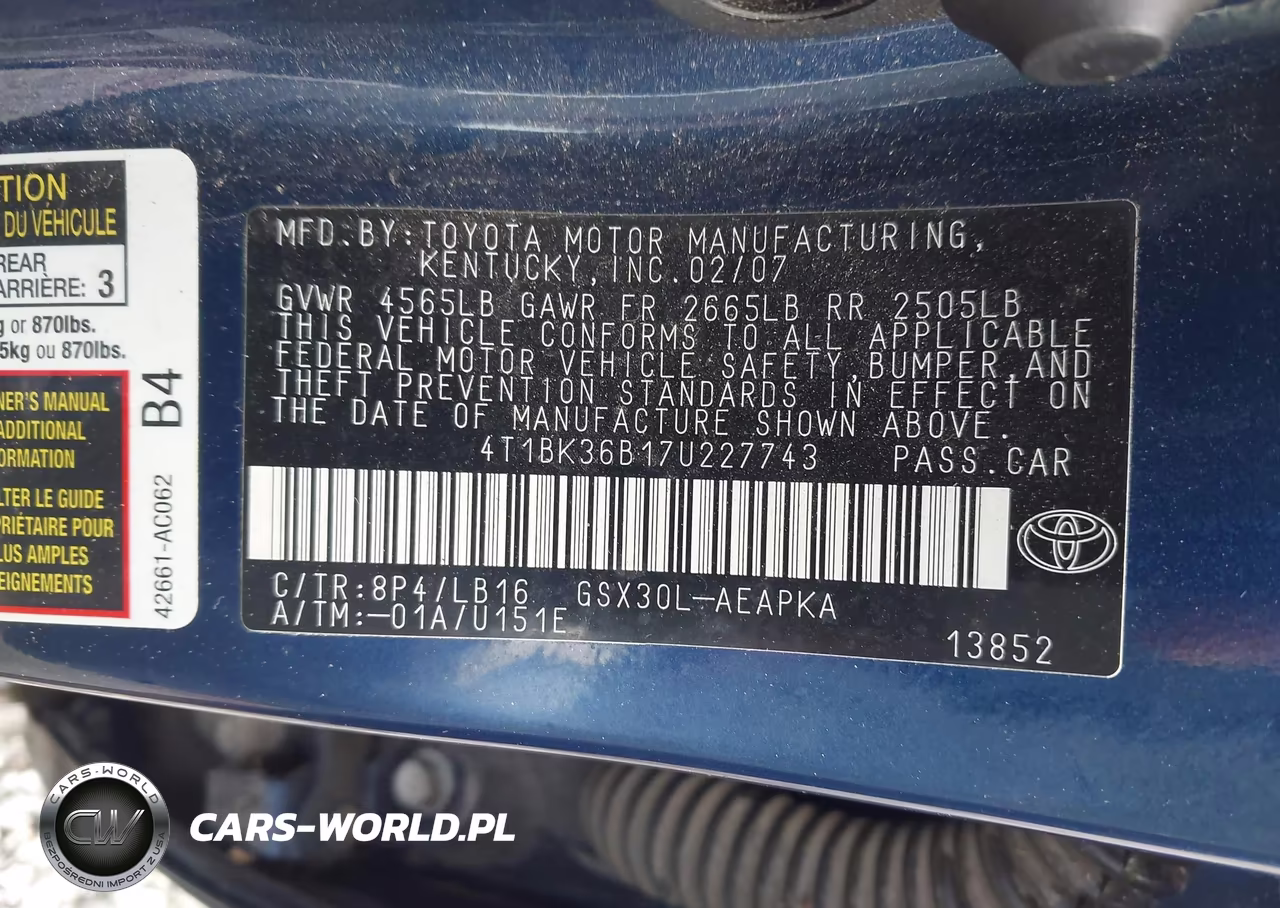 2007 Toyota Avalon Limited VIN:4T1BK36B17U227743 - 9