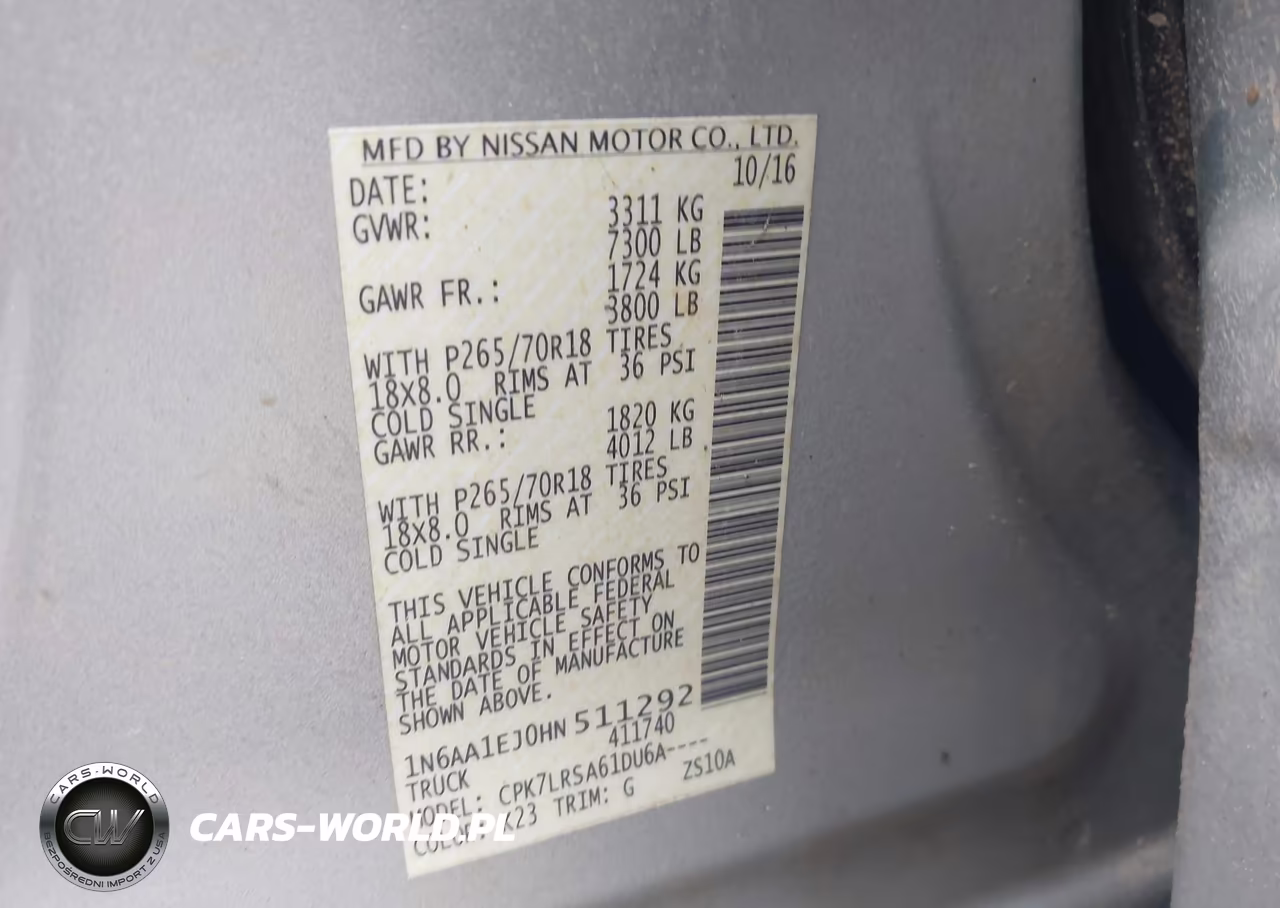 2017 Nissan Titan S VIN:1N6AA1EJ0HN511292 - 9