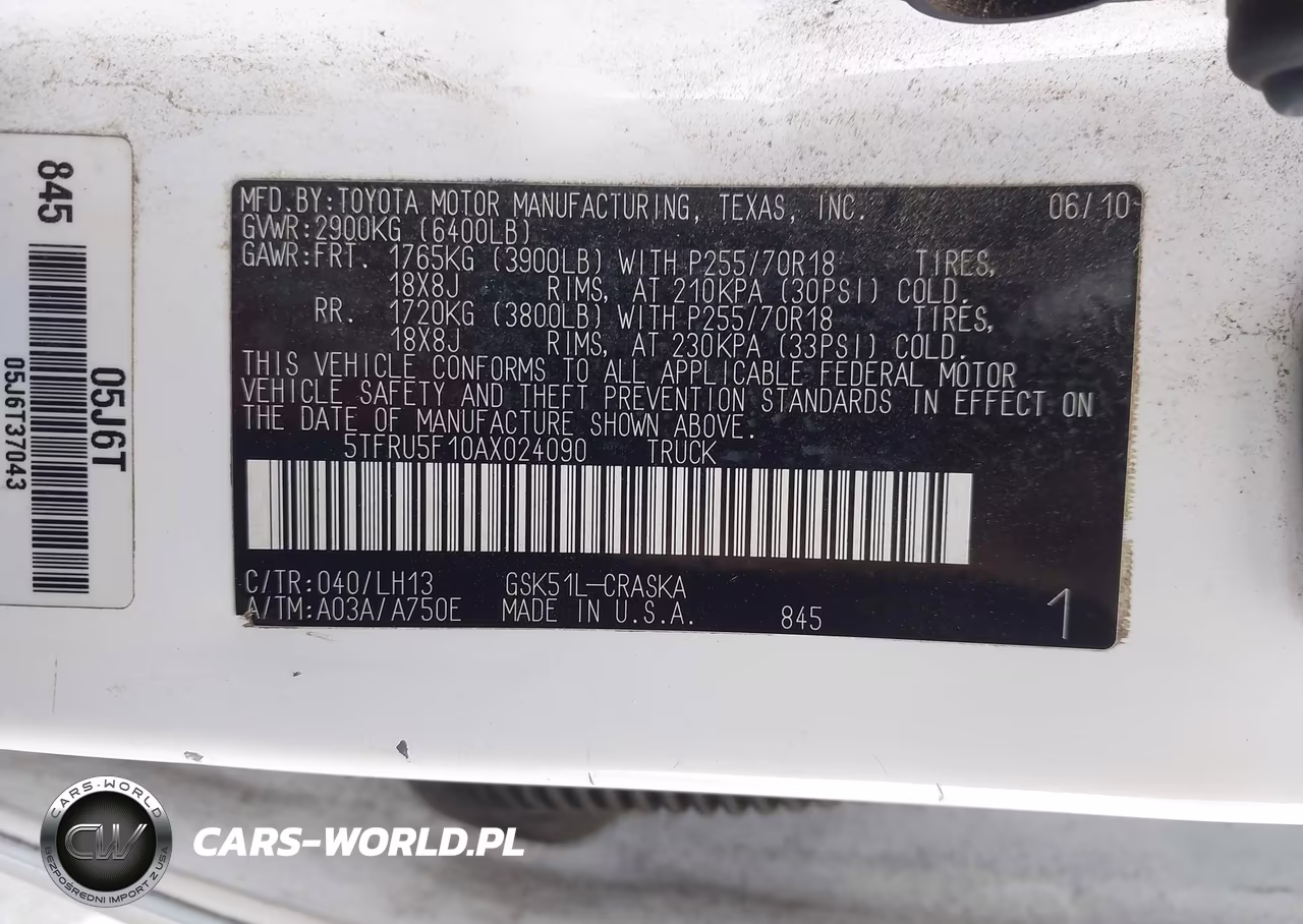 2010 Toyota Tundra Double Cab Sr5 VIN:5TFRU5F10AX024090 - 9