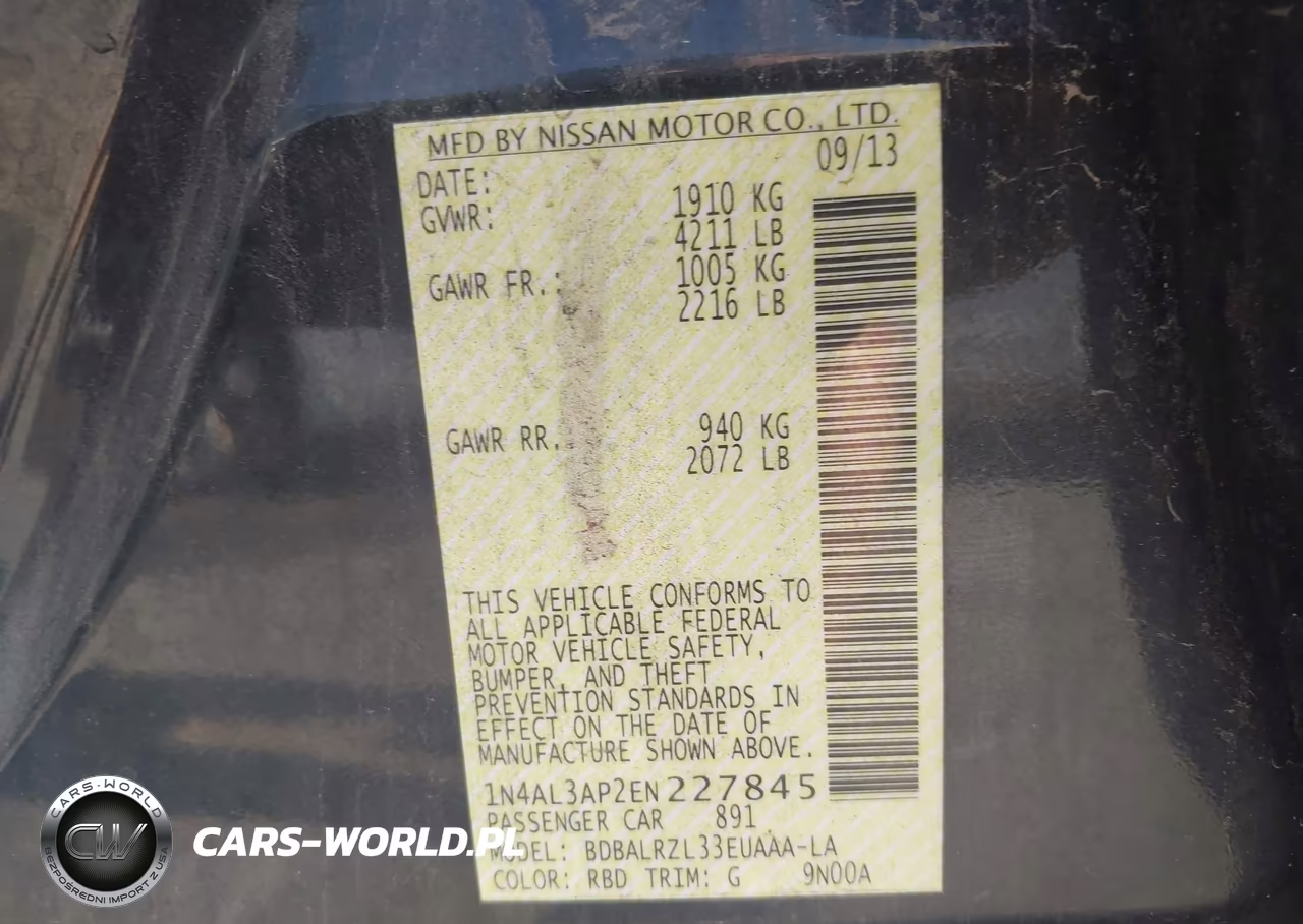 2014 Nissan Altima 2.5 S VIN:1N4AL3AP2EN227845 - 9