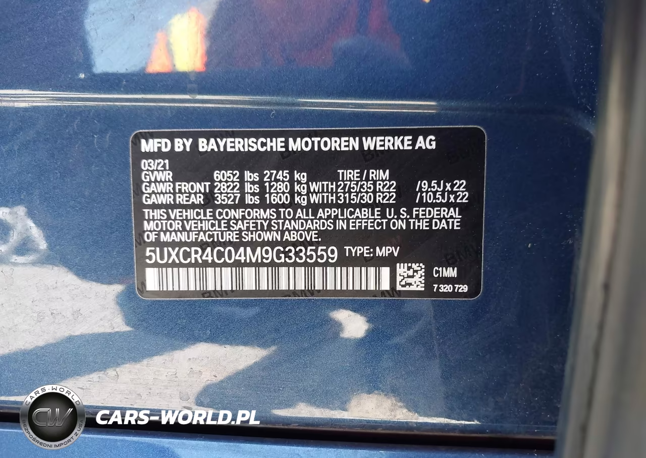 2021 BMW X5 Sdrive40I VIN:5UXCR4C04M9G33559 - 9