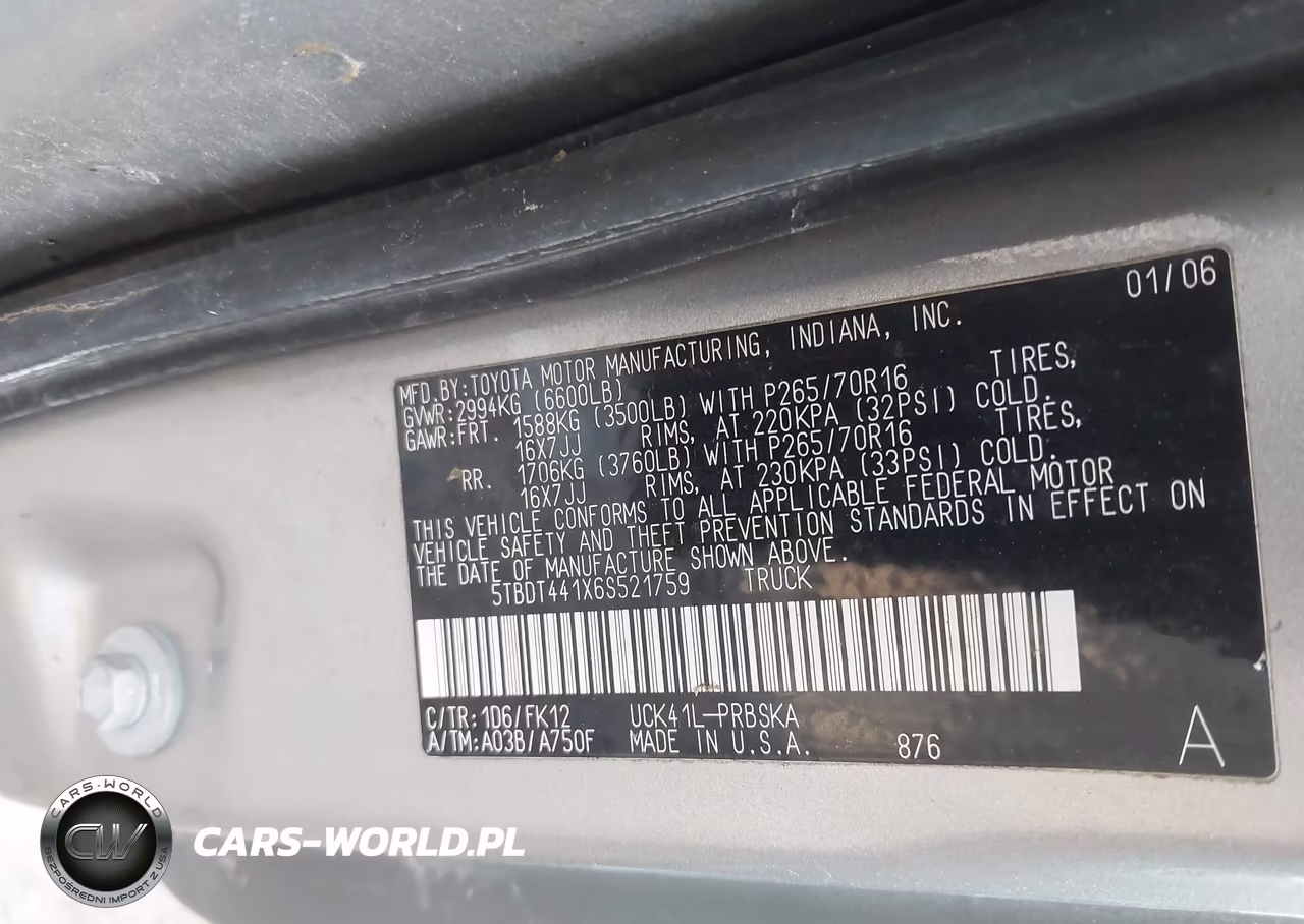 2006 Toyota Tundra Sr5 V8 VIN:5TBDT441X6S521759 - 9