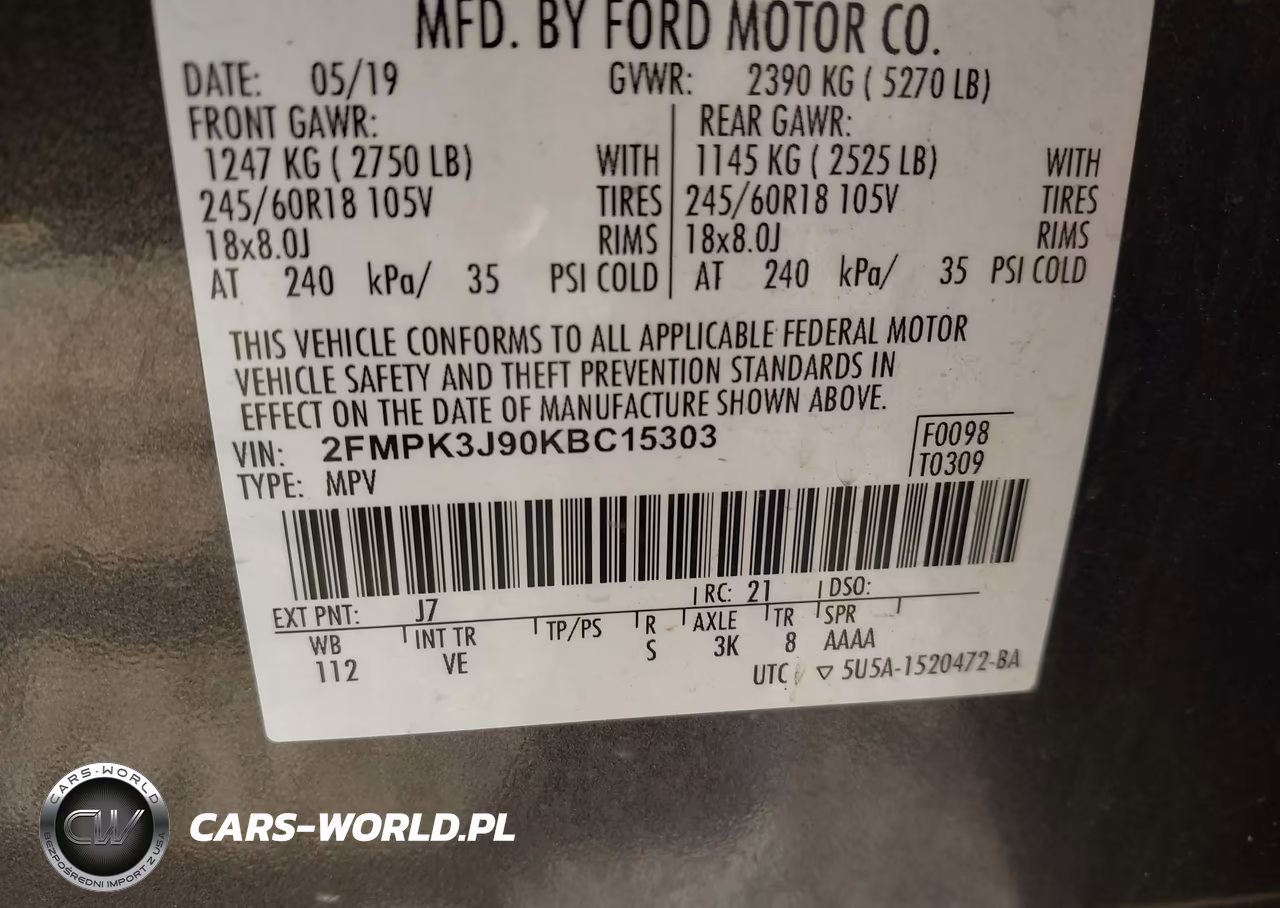 2019 Ford Edge Sel VIN:2FMPK3J90KBC15303 - 9