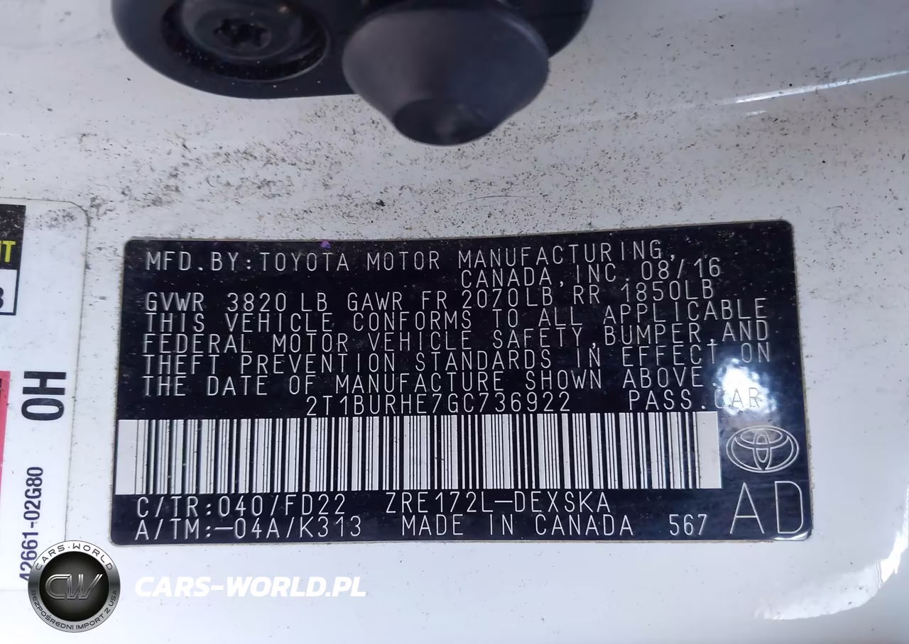 2016 Toyota Corolla S Plus VIN:2T1BURHE7GC736922 - 9