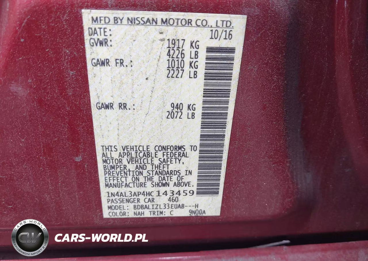 2017 Nissan Altima 2.5 Sv VIN:1N4AL3AP4HC143459 - 9