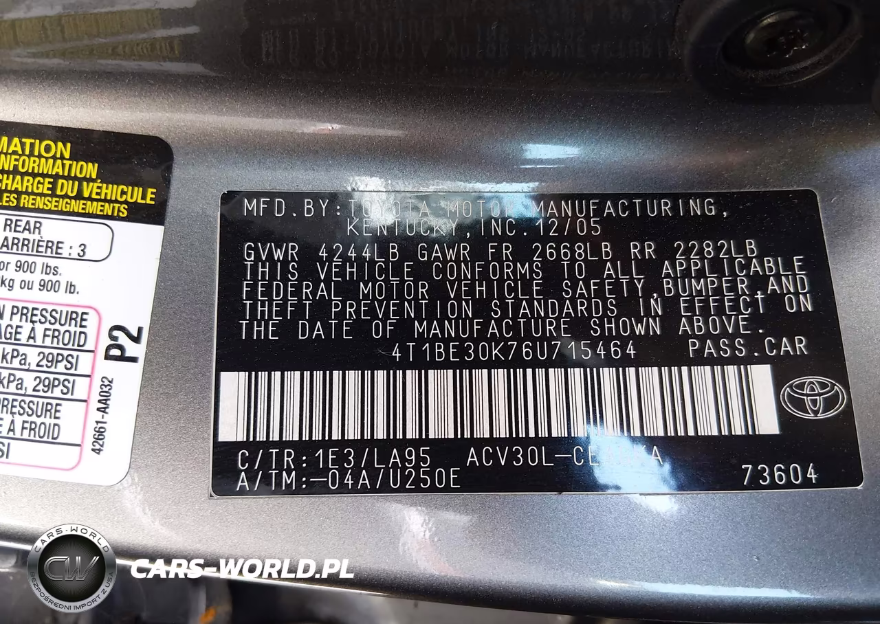 2006 Toyota Camry Xle VIN:4T1BE30K76U715464 - 9