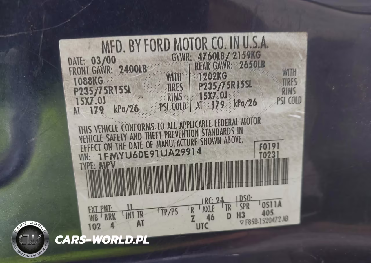 2001 Ford Explorer Sport VIN:1FMYU60E91UA29914 - 9