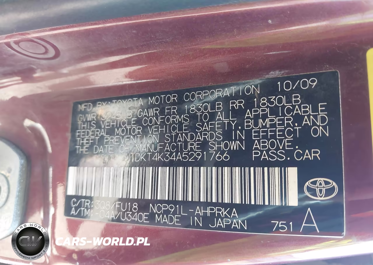 2010 Toyota Yaris VIN:JTDKT4K34A5291766 - 9