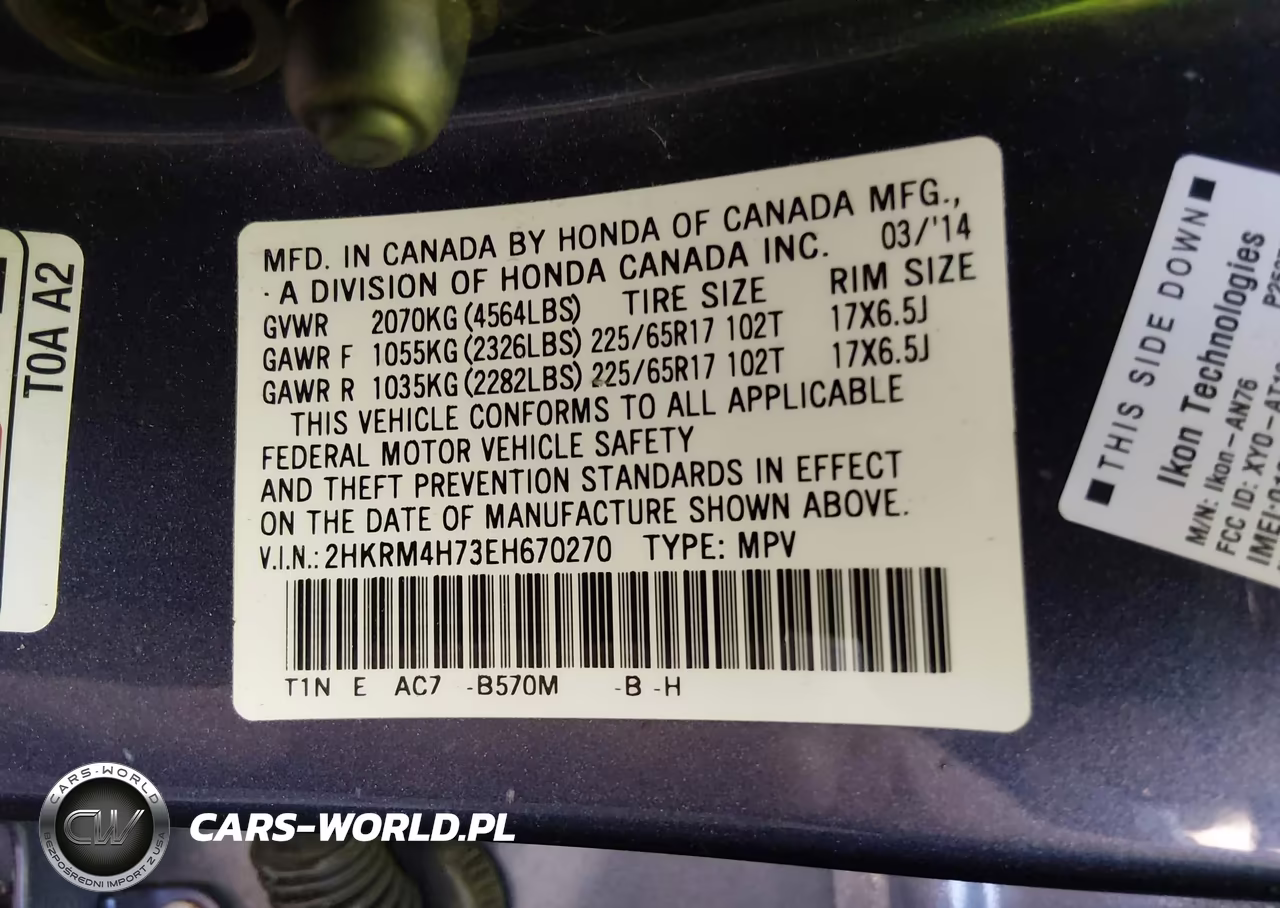 2014 Honda Cr-V Ex-L VIN:2HKRM4H73EH670270 - 9