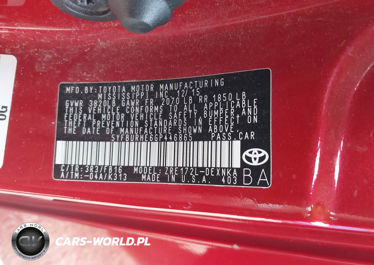 2016 Toyota Corolla Le Plus VIN:5YFBURHE6GP446865 - 9
