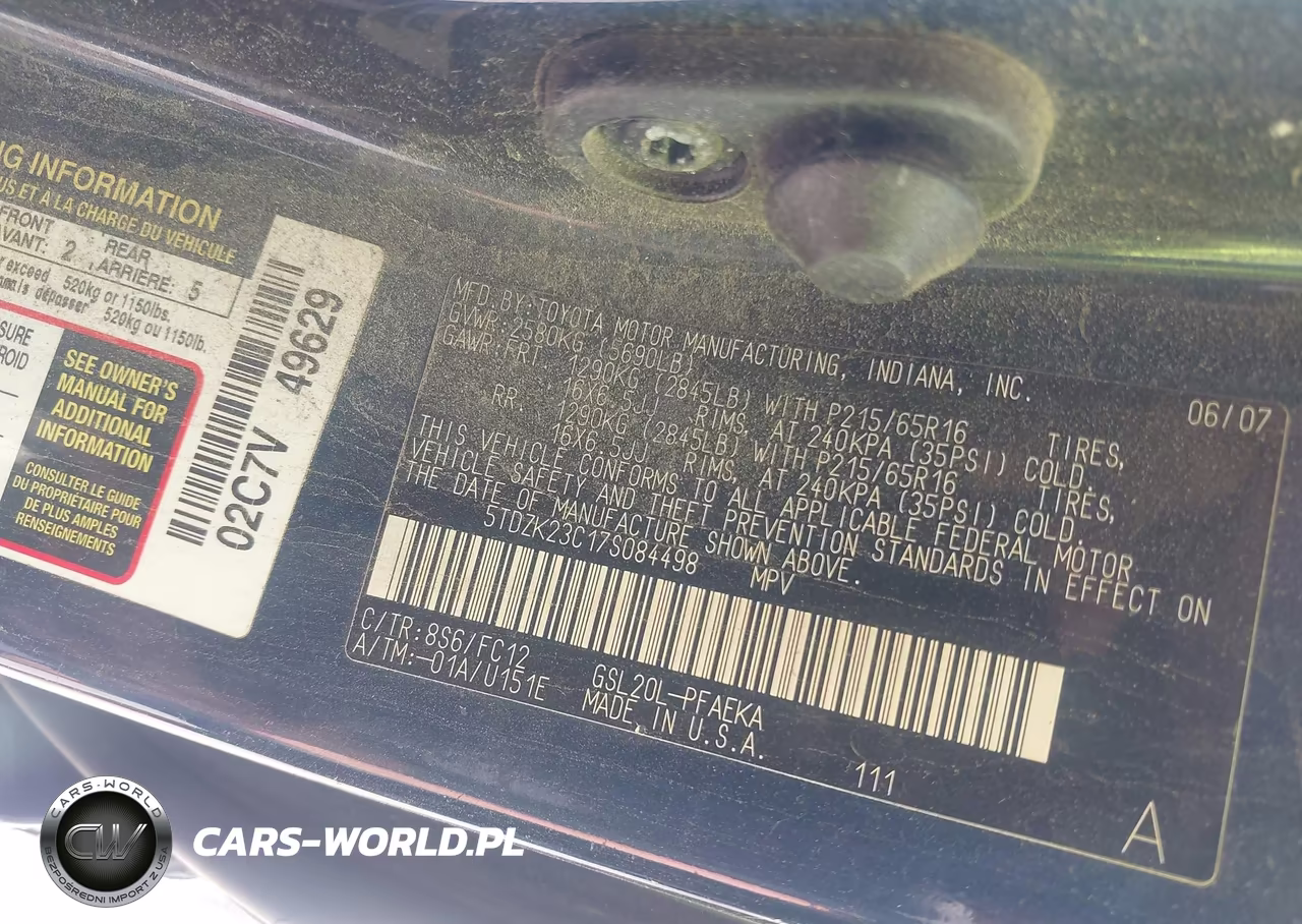 2007 Toyota Sienna Le VIN:5TDZK23C17S084498 - 9