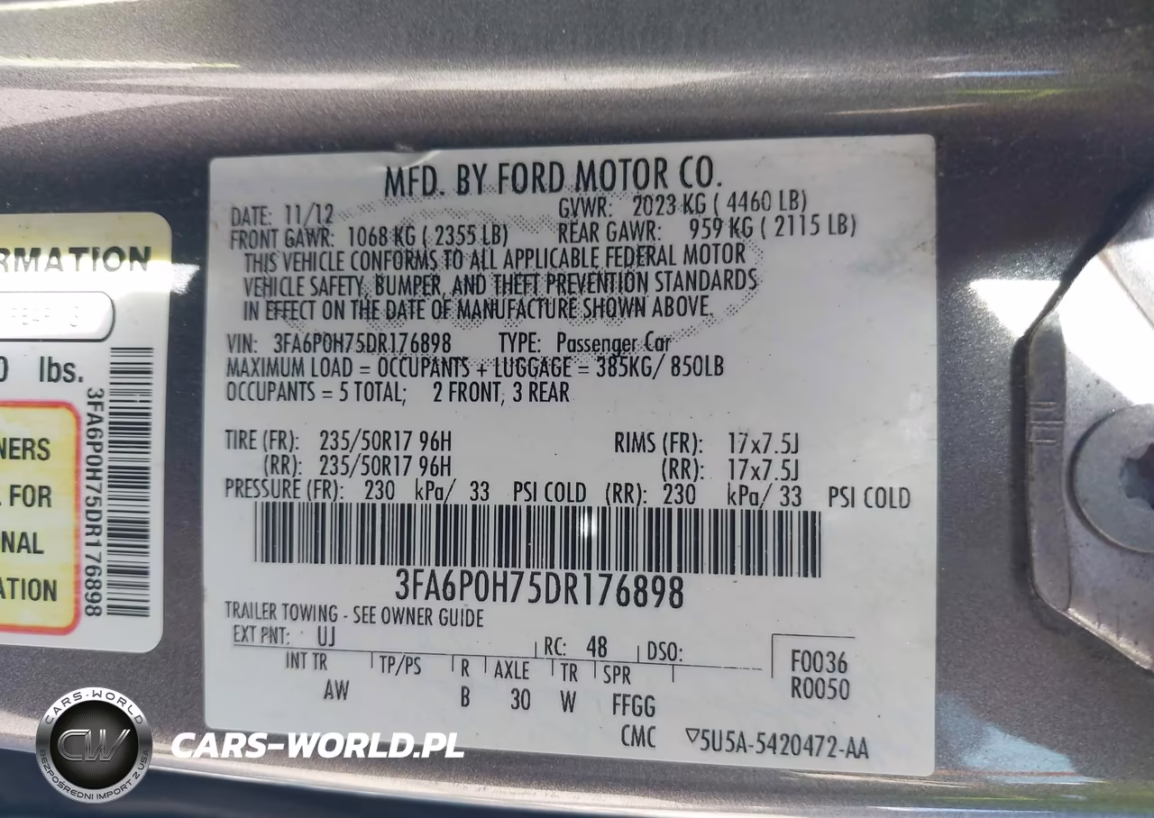 2013 Ford Fusion Se VIN:3FA6P0H75DR176898 - 9