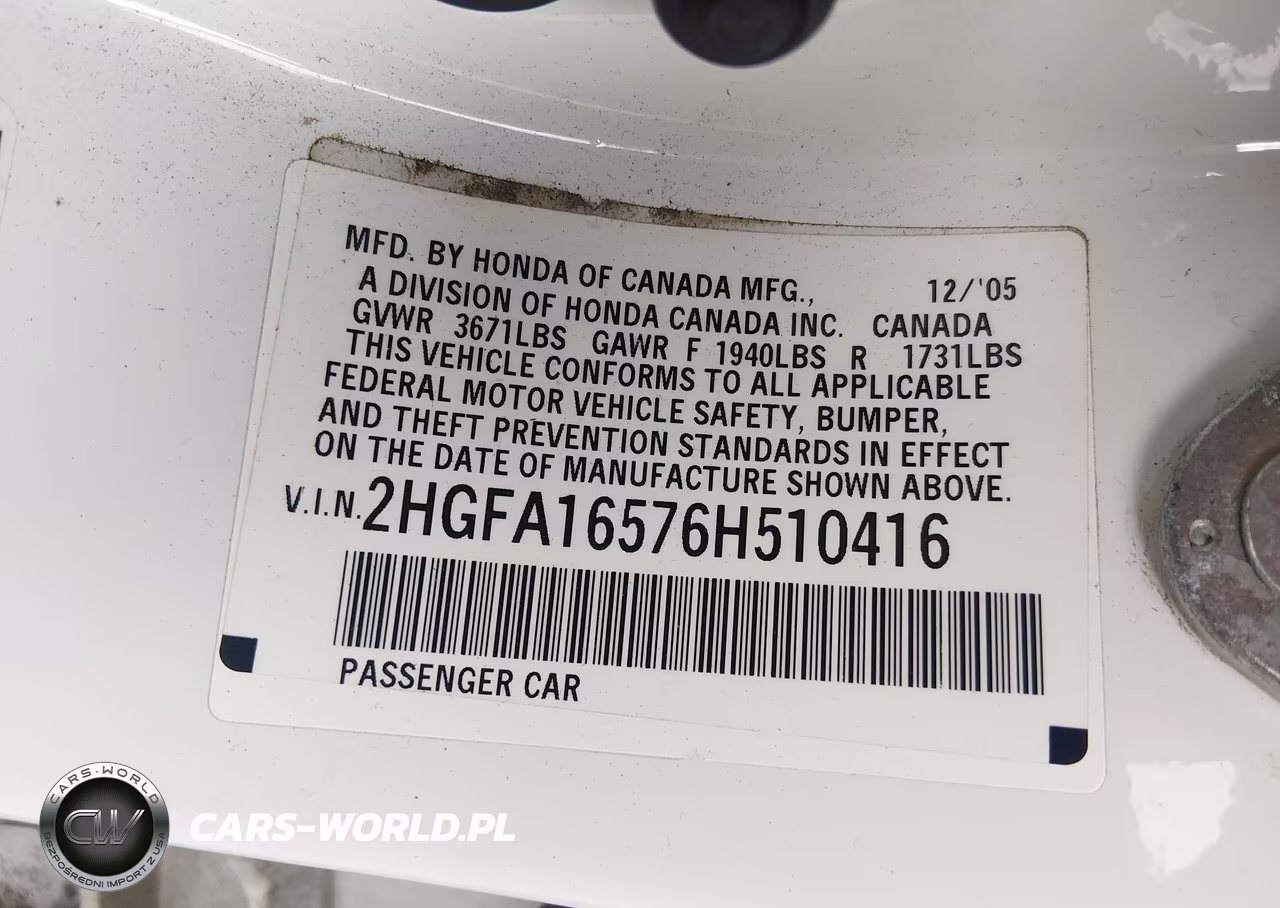 2006 Honda Civic Lx VIN:2HGFA16576H510416 - 9