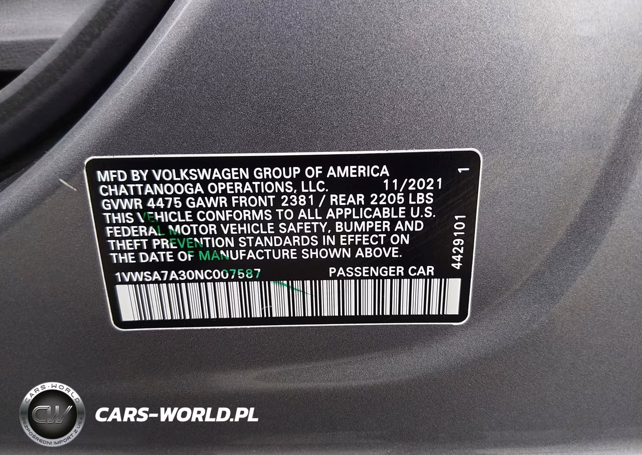 2022 Volkswagen Passat 2.0T Se VIN:1VWSA7A30NC007587 - 9