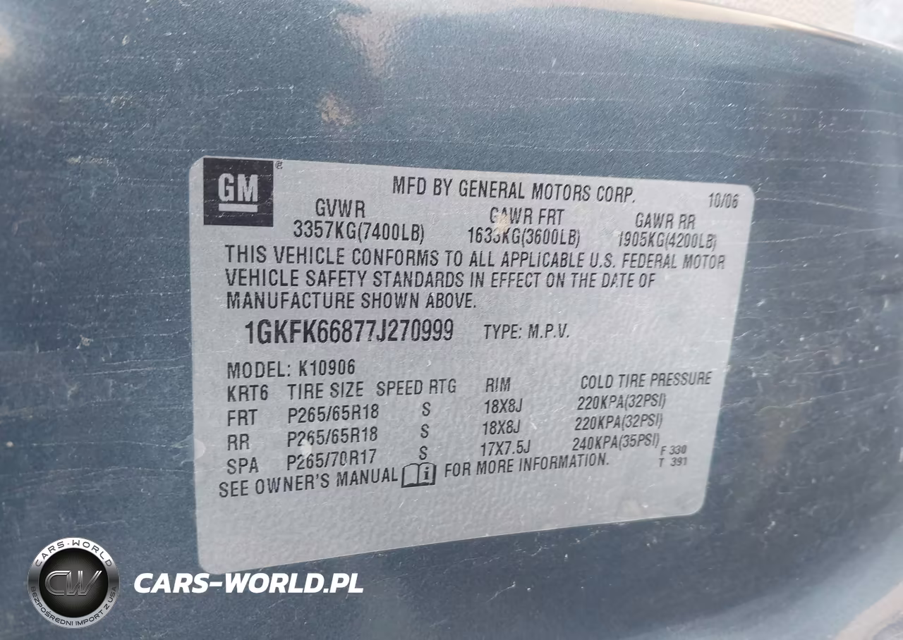 2007 GMC Yukon Xl Denali Denali VIN:1GKFK66877J270999 - 9