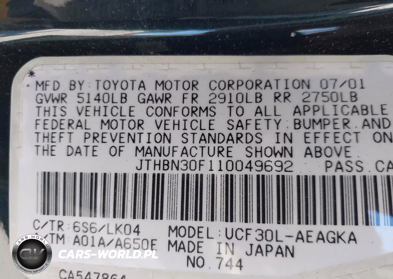 2001 Lexus Ls 430 VIN:JTHBN30F110049692 - 9
