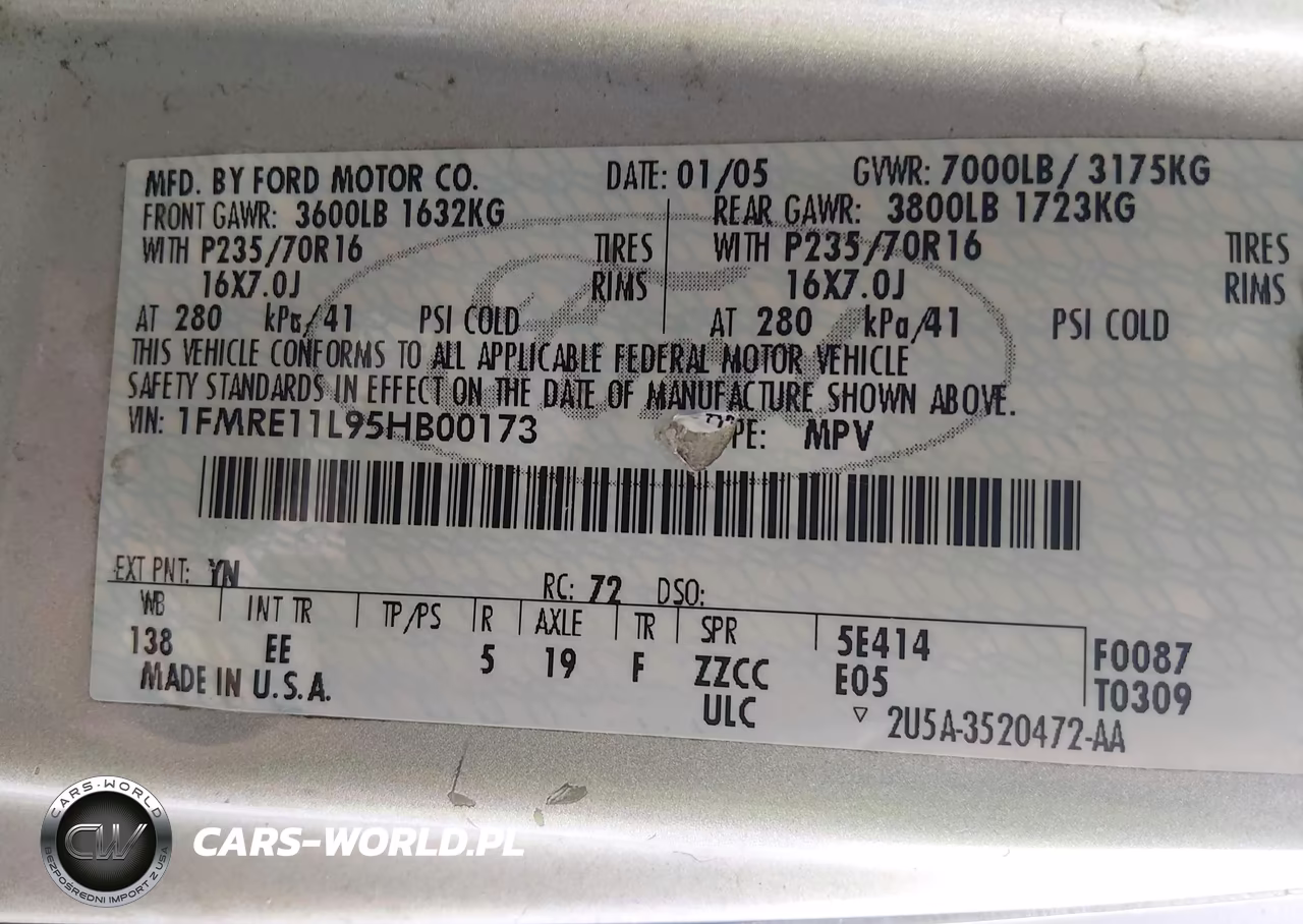 2005 Ford E-150 Chateau-Xl-Xlt VIN:1FMRE11L95HB00173 - 9