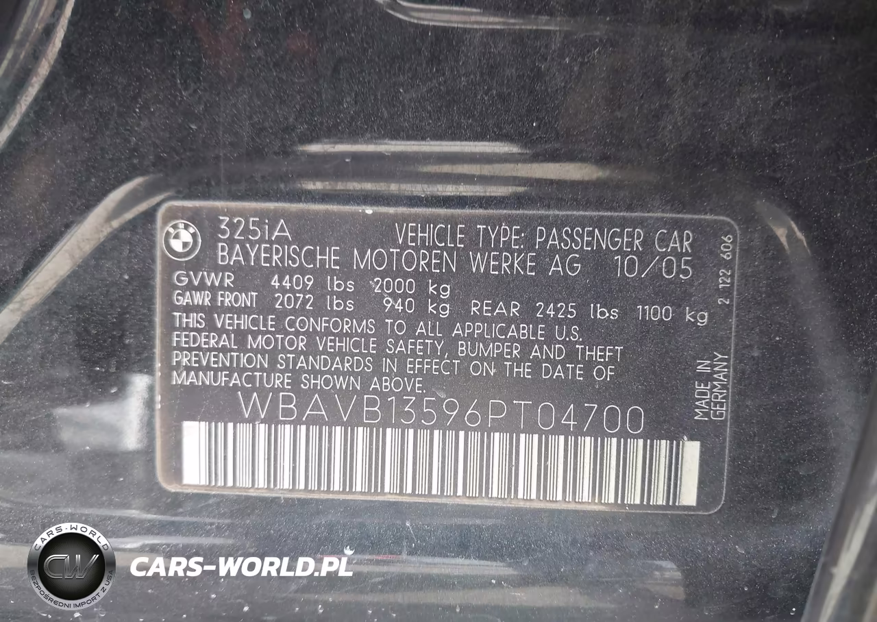 2006 BMW 325I VIN:WBAVB13596PT04700 - 9
