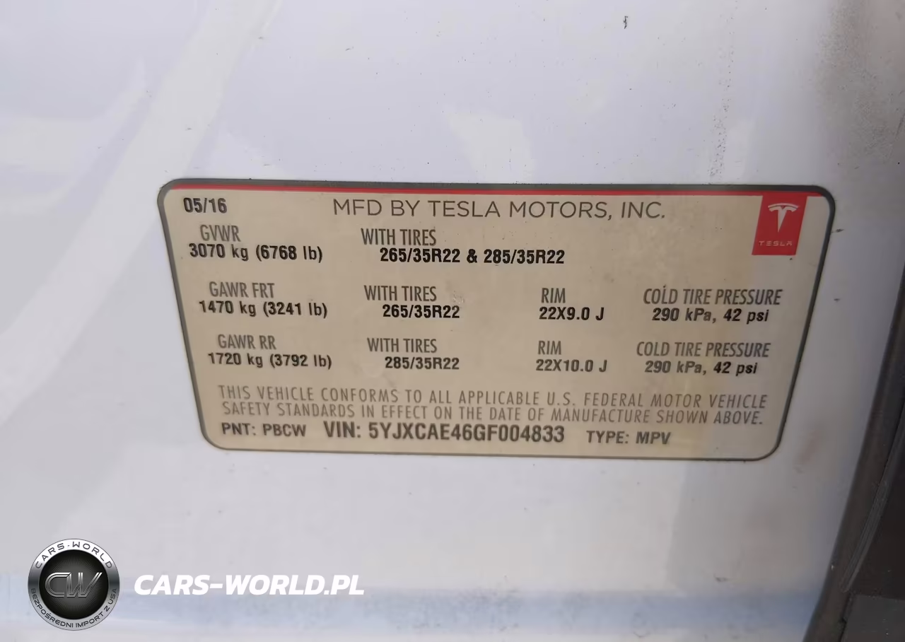 2016 Tesla Model X 60D-P100D-P90D VIN:5YJXCAE46GF004833 - 9