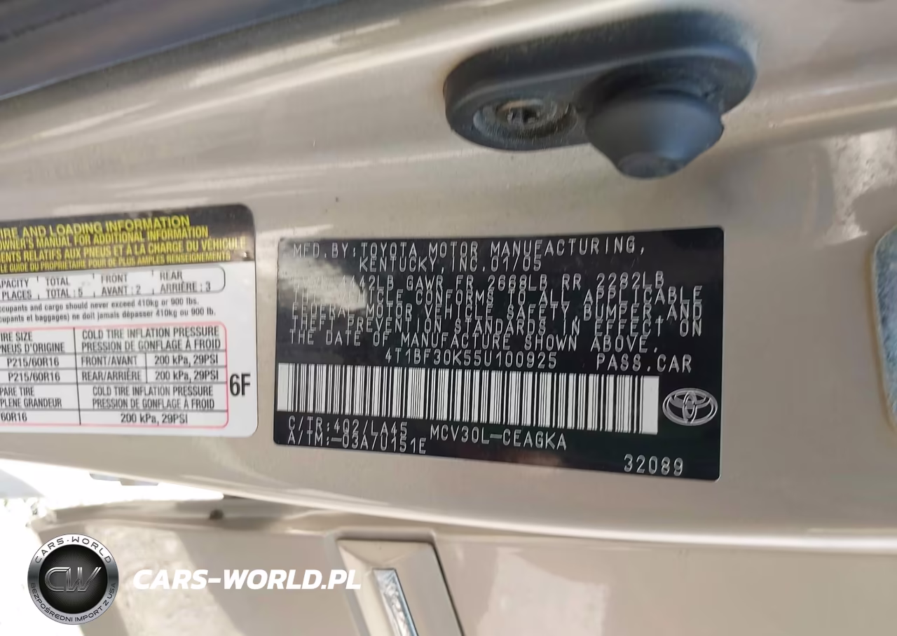 2005 Toyota Camry Xle V6 VIN:4T1BF30K55U100925 - 9