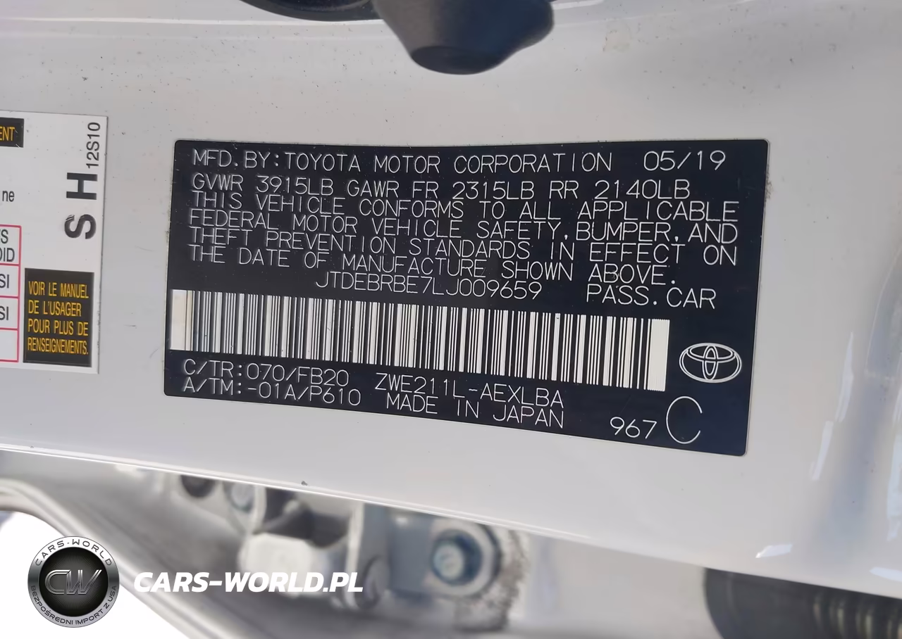 2020 Toyota Corolla Hybrid Le VIN:JTDEBRBE7LJ009659 - 9