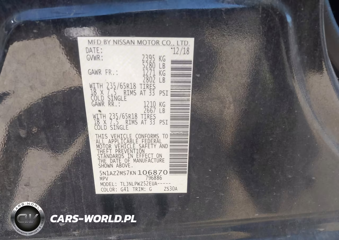 2019 Nissan Murano S VIN:5N1AZ2MS7KN106870 - 9