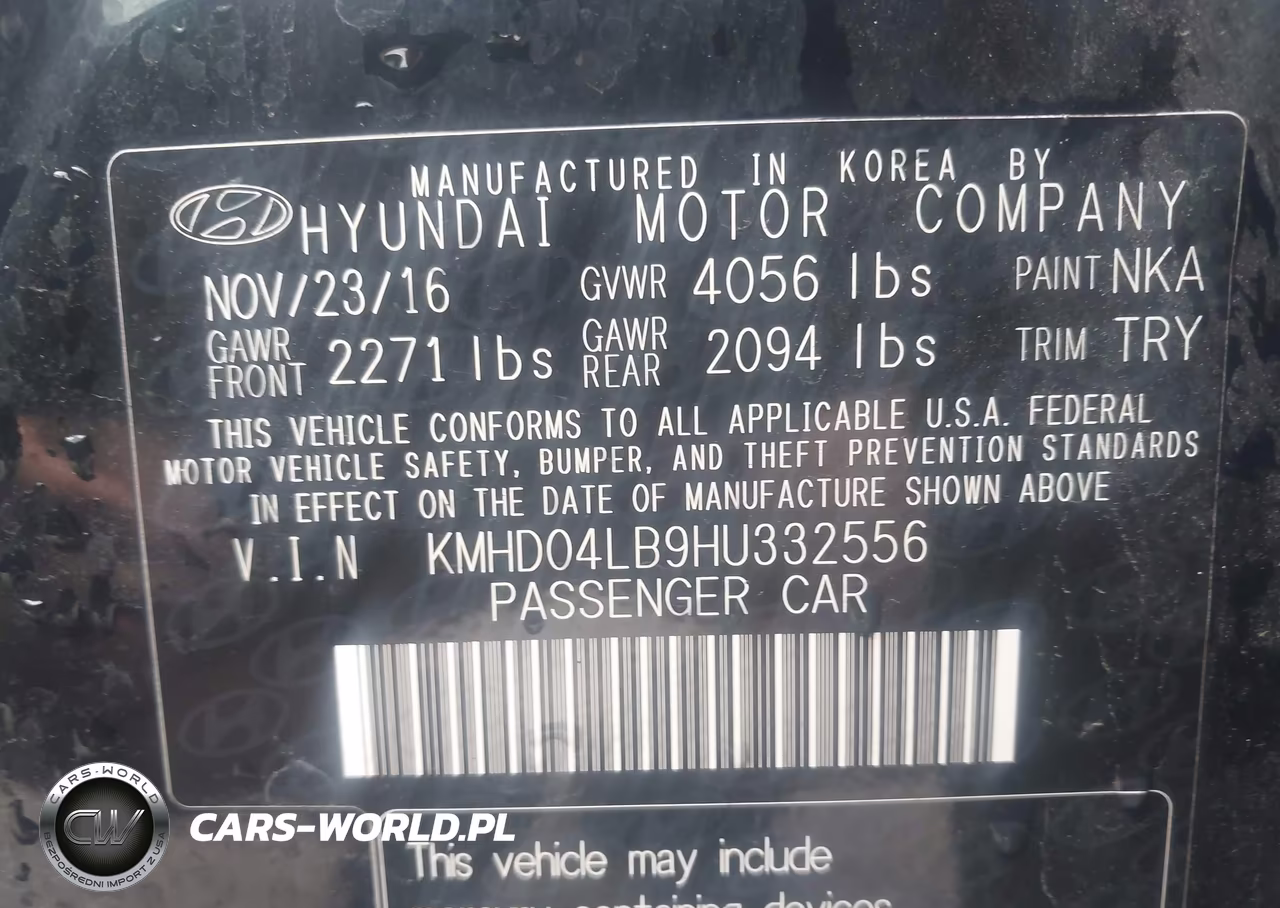 2017 Hyundai Elantra Sport VIN:KMHD04LB9HU332556 - 9