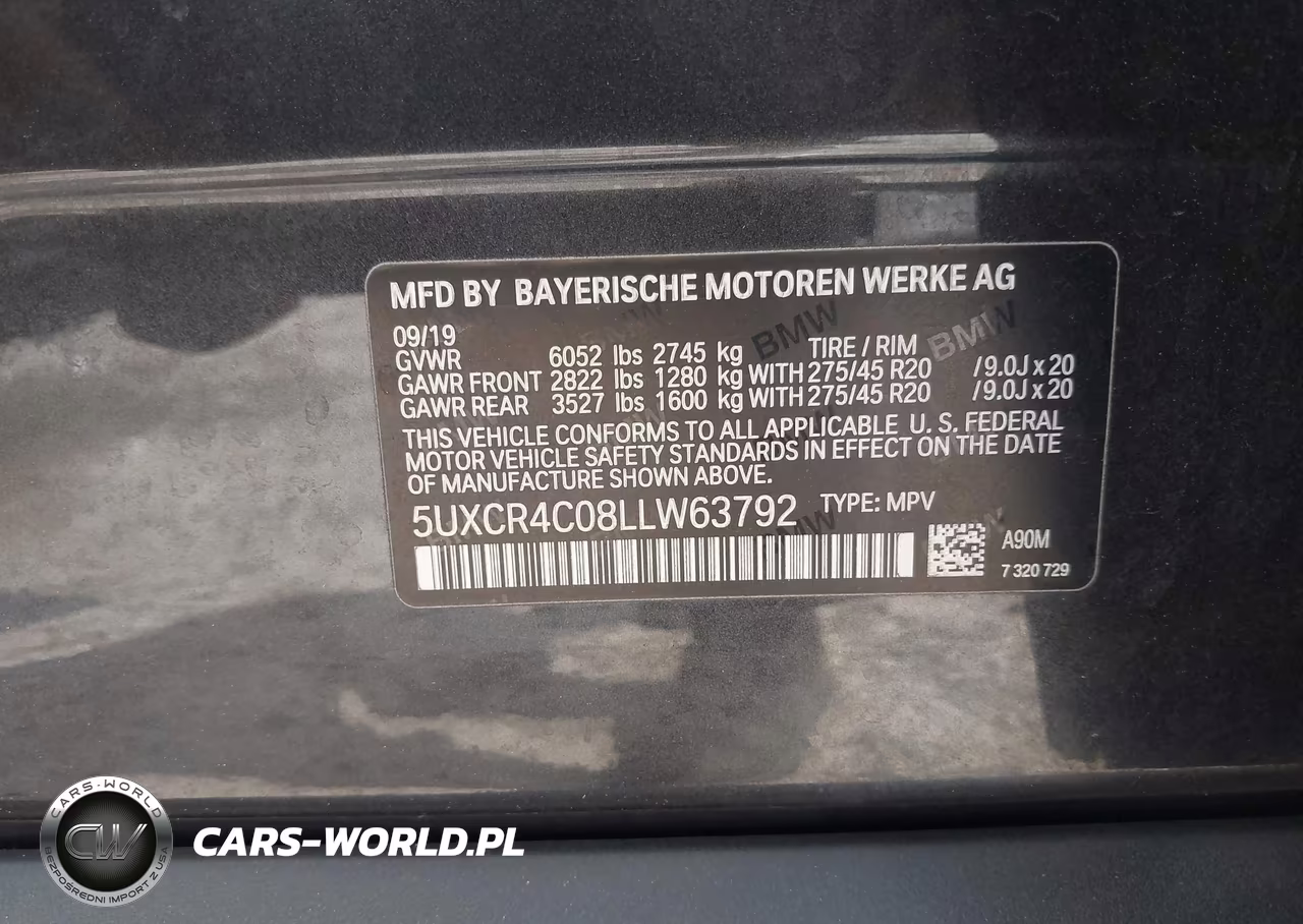 2020 BMW X5 Sdrive40I VIN:5UXCR4C08LLW63792 - 9