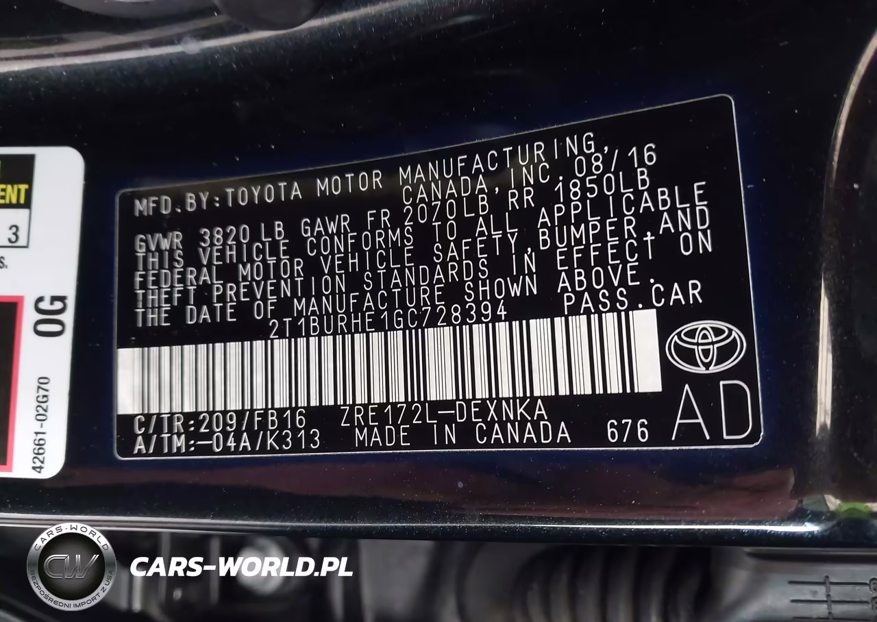 2016 Toyota Corolla Le VIN:2T1BURHE1GC728394 - 9
