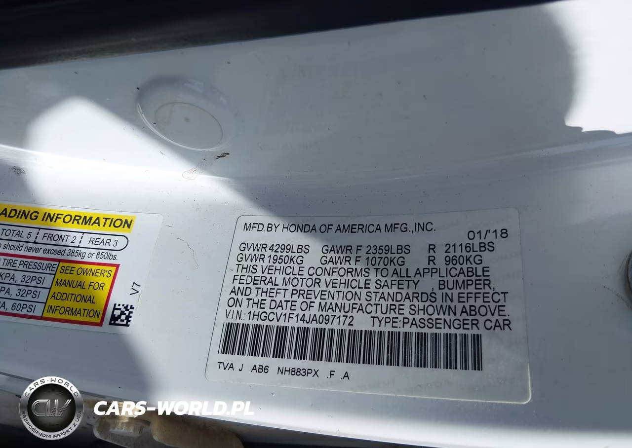 2018 Honda Accord Lx VIN:1HGCV1F14JA097172 - 9