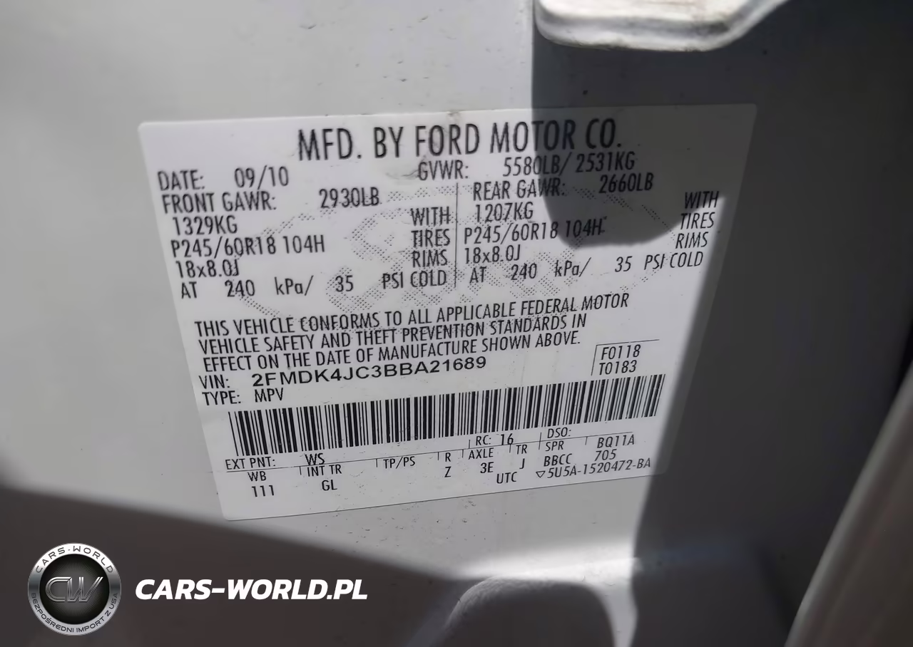 2011 Ford Edge Sel VIN:2FMDK4JC3BBA21689 - 9