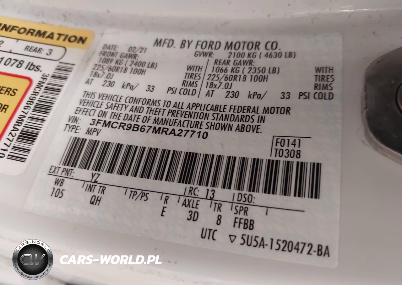 2021 Ford Bronco Sport Big Bend VIN:3FMCR9B67MRA27710 - 9