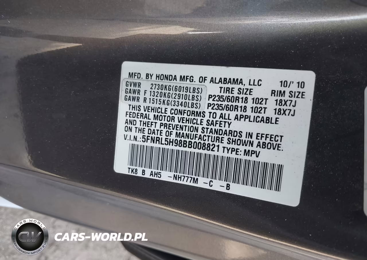 2011 Honda Odyssey Touring-Touring Elite VIN:5FNRL5H98BB008821 - 9