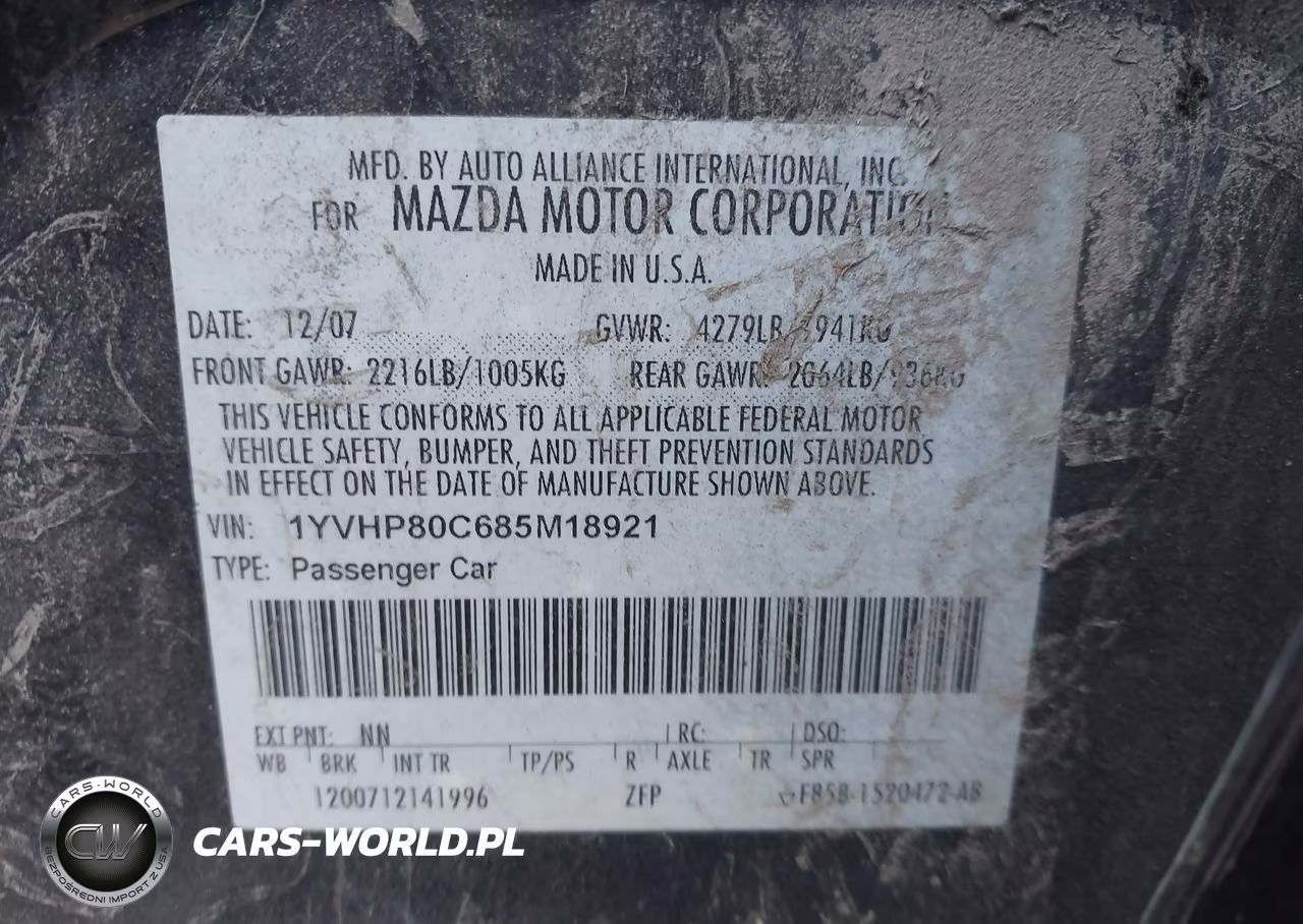 2008 Mazda Mazda6 I Sport Ve VIN:1YVHP80C685M18921 - 9