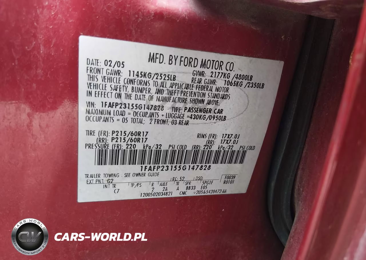 2005 Ford Five Hundred Se VIN:1FAFP23155G147828 - 9