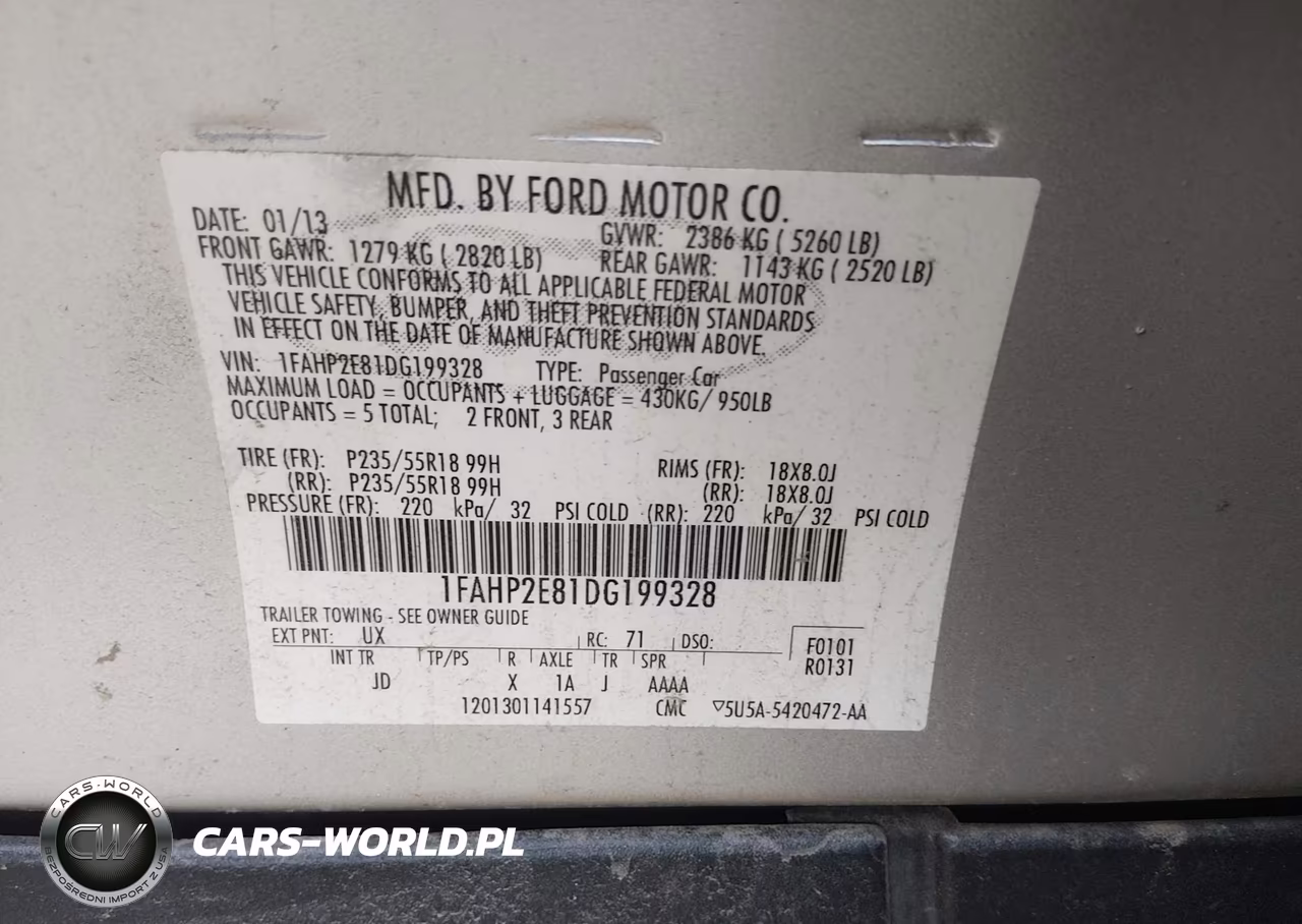 2013 Ford Taurus Sel VIN:1FAHP2E81DG199328 - 9