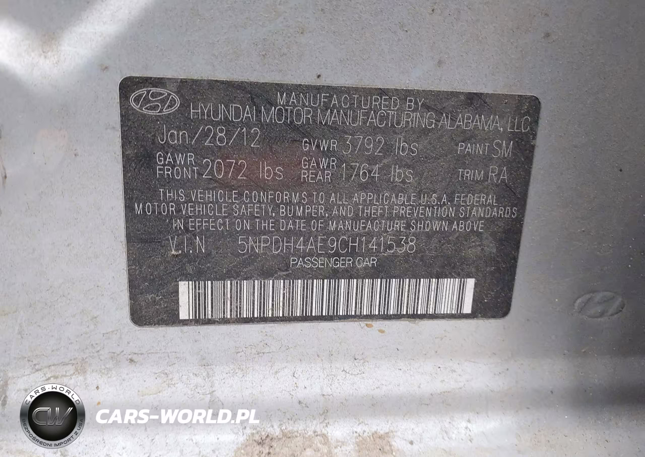 2012 Hyundai Elantra Limited VIN:5NPDH4AE9CH141538 - 9