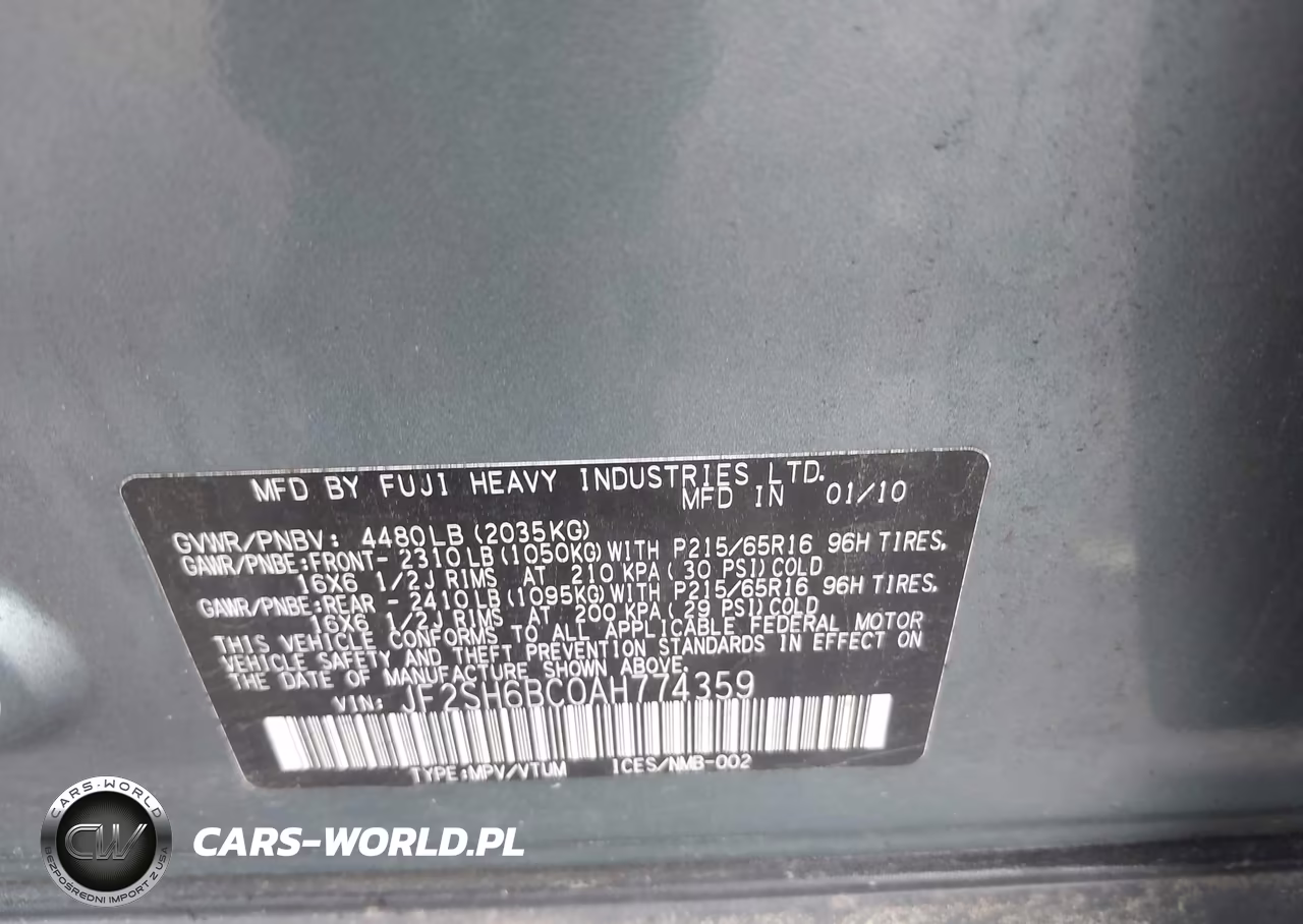 2010 Subaru Forester 2.5X VIN:JF2SH6BC0AH774359 - 9