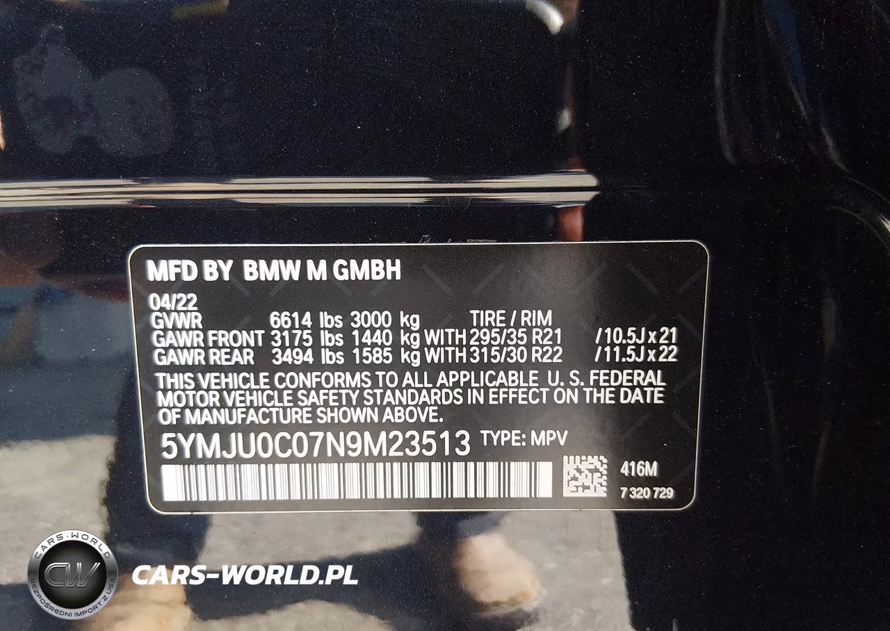 2022 BMW X5 M VIN:5YMJU0C07N9M23513 - 9