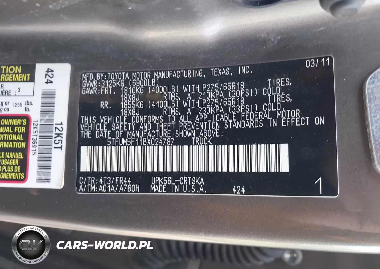 2011 Toyota Tundra Grade 4.6L V8 VIN:5TFUM5F11BX024787 - 9