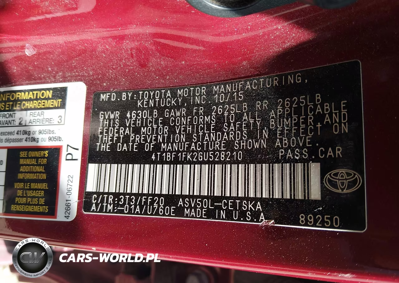 2016 Toyota Camry Se VIN:4T1BF1FK2GU528210 - 9