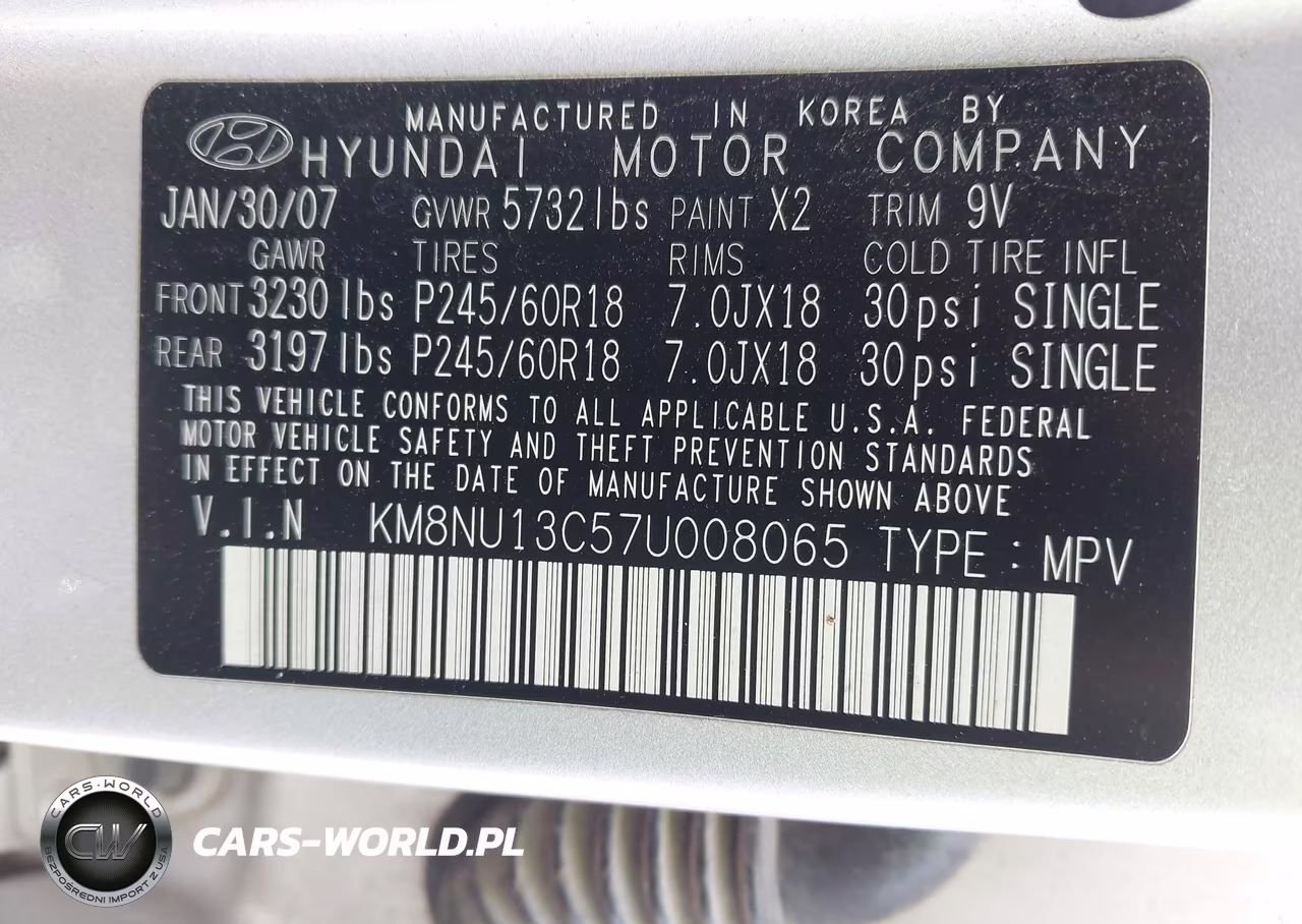 2007 Hyundai Veracruz Gls-Limited-Se VIN:KM8NU13C57U008065 - 9