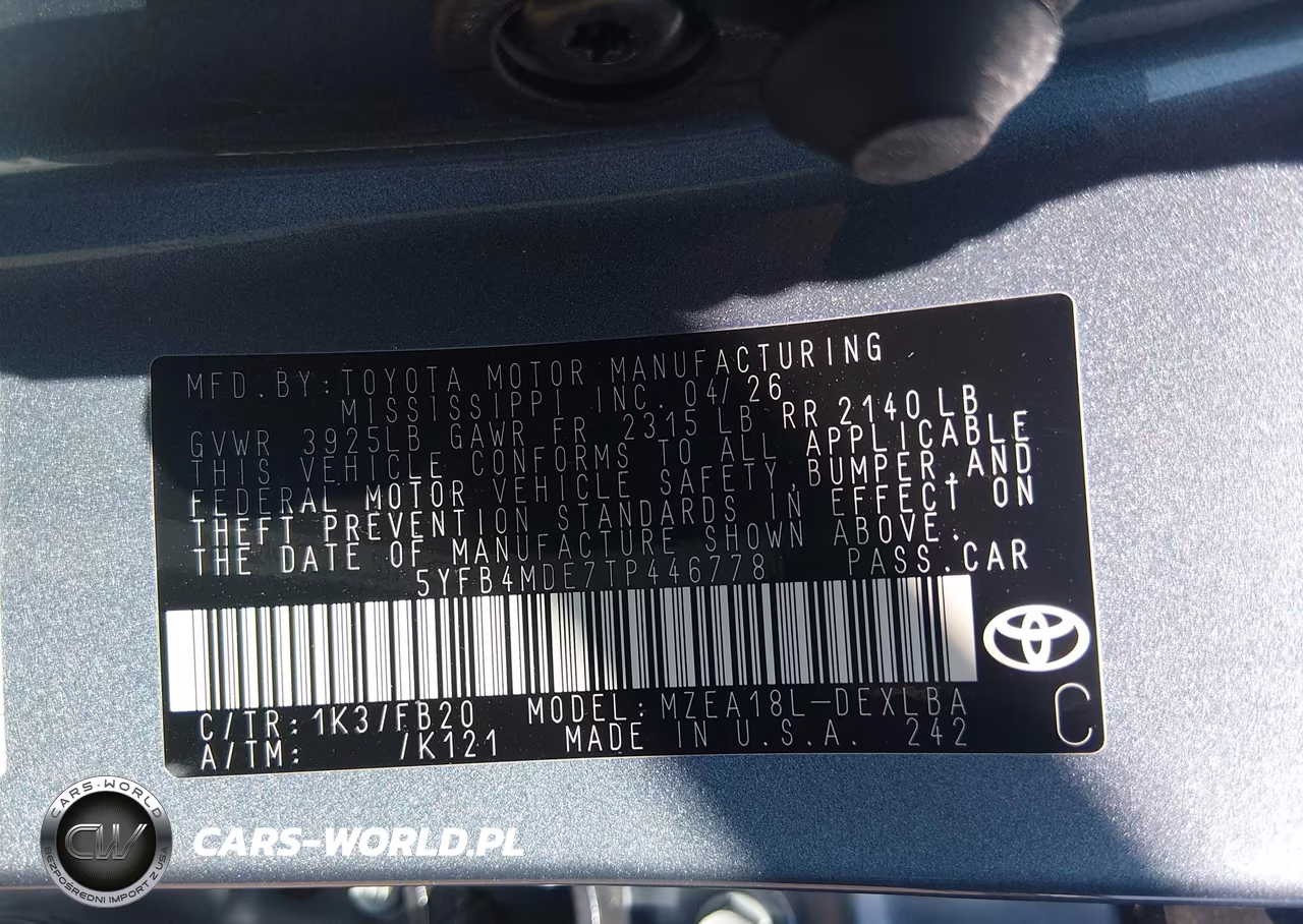 2026 Toyota Corolla Le VIN:5YFB4MDE7TP446778 - 9