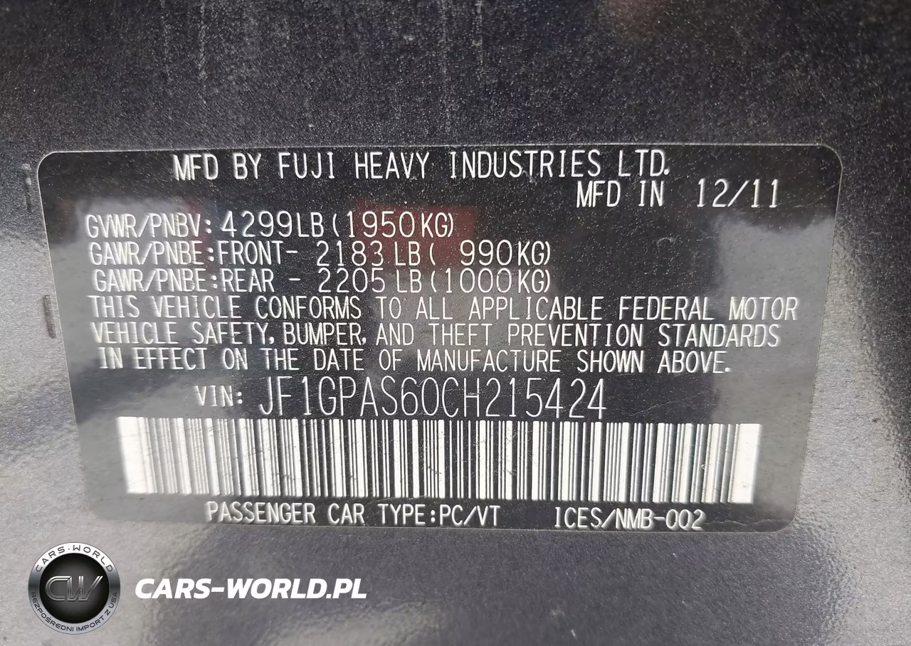 2012 Subaru Impreza 2.0I Sport Limited VIN:JF1GPAS60CH215424 - 9