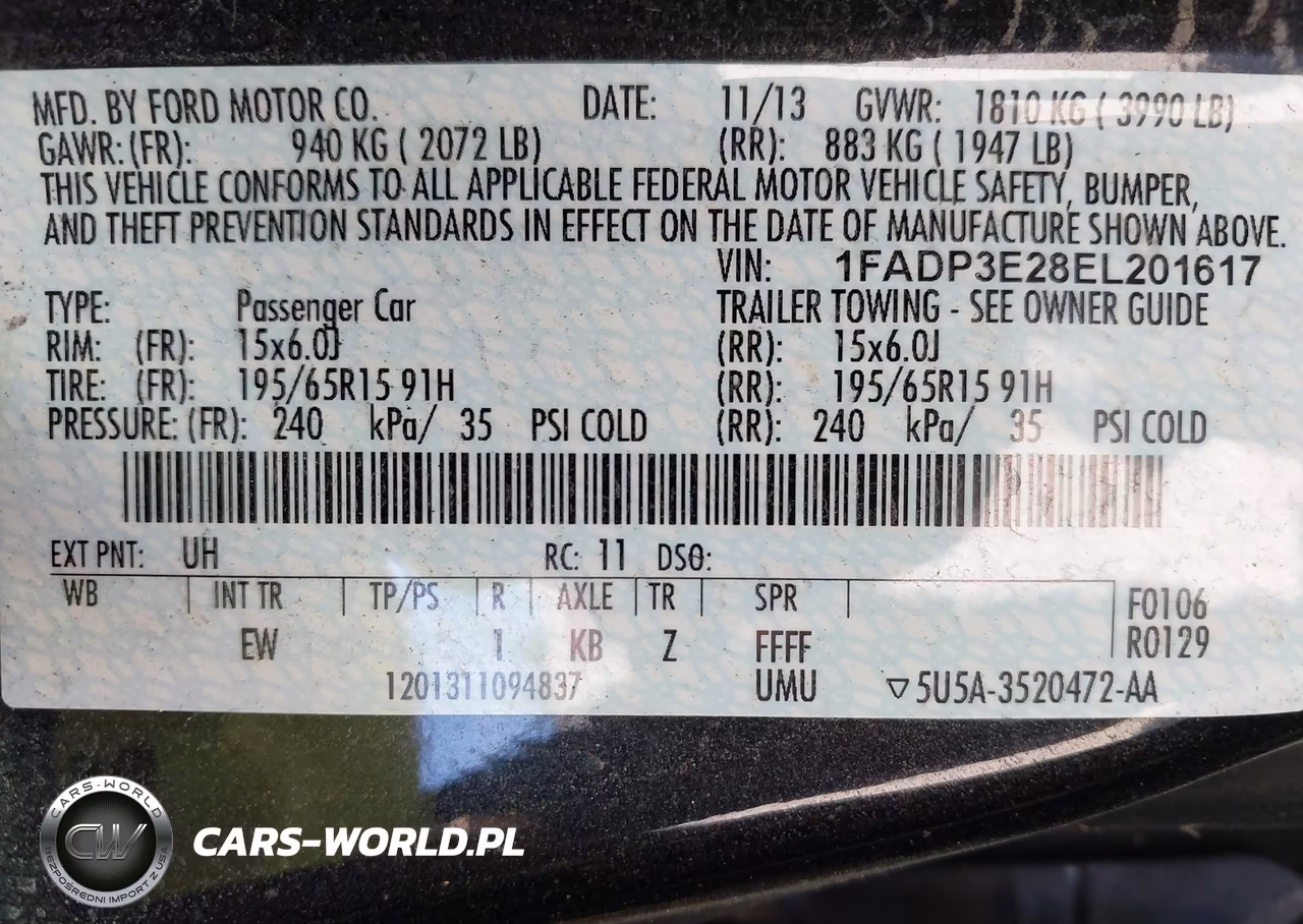 2014 Ford Focus S VIN:1FADP3E28EL201617 - 9