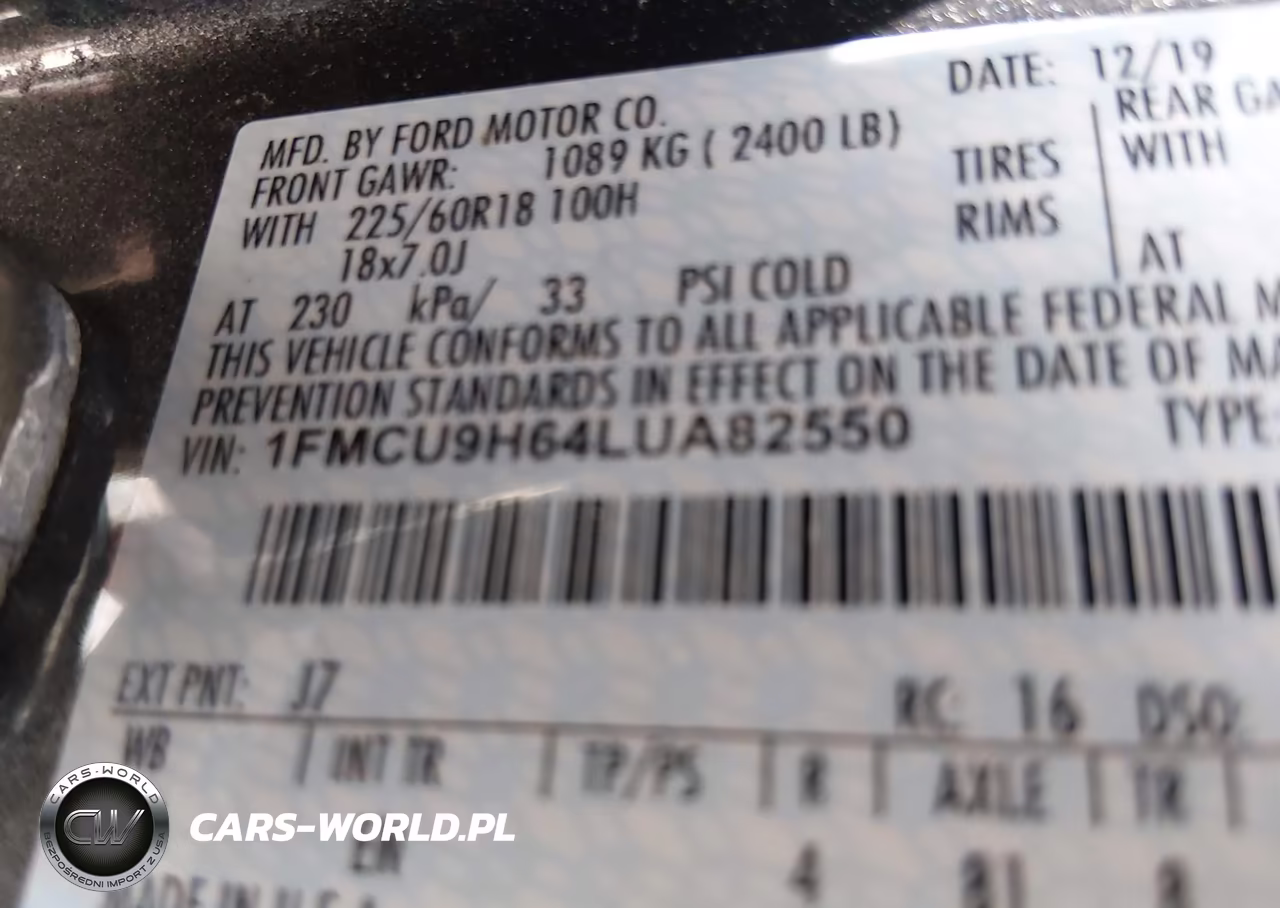 2020 Ford Escape Sel VIN:1FMCU9H64LUA82550 - 9
