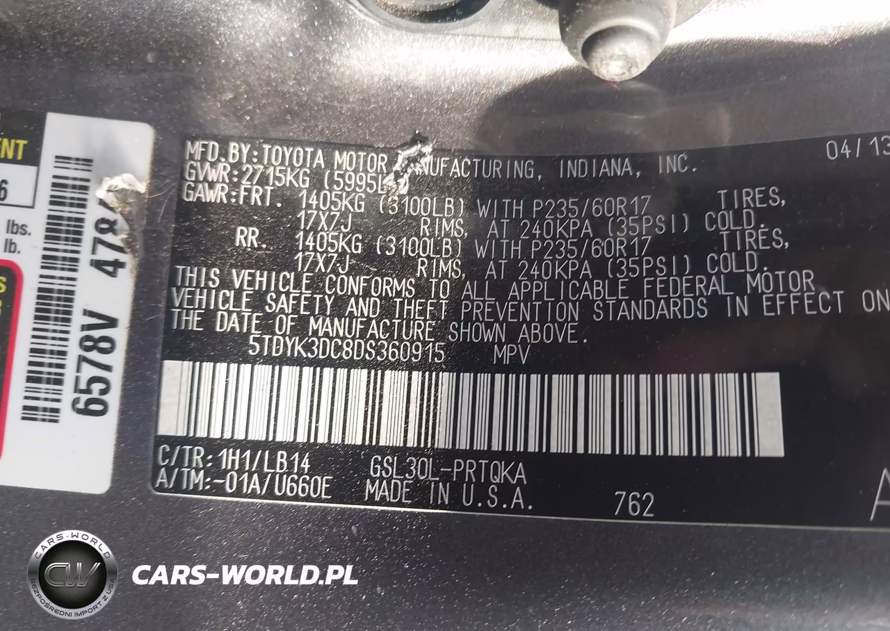 2013 Toyota Sienna Xle V6 8 Passenger VIN:5TDYK3DC8DS360915 - 9