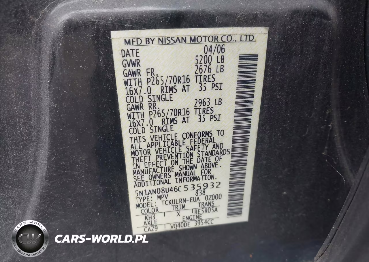 2006 Nissan Xterra S VIN:5N1AN08U46C535932 - 9