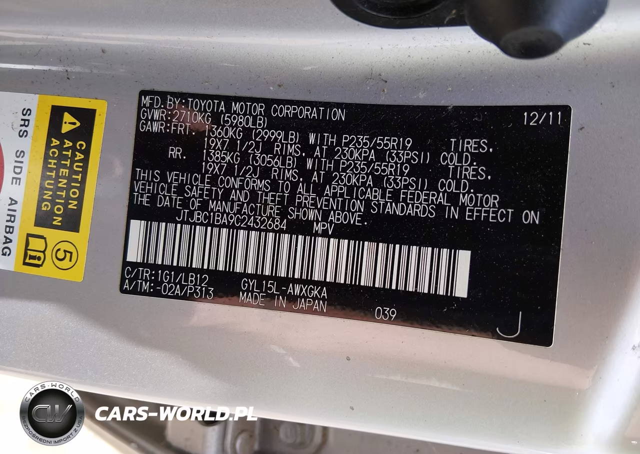2012 Lexus Rx 450H VIN:JTJBC1BA9C2432684 - 9